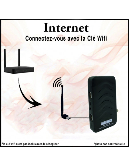 Echolink clasico recepteur numérique Avec abonnement IPTV 12 mois & Clé  Wifi - Rouge