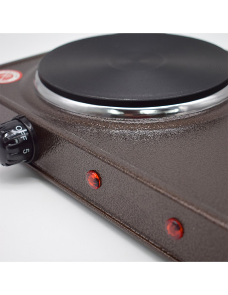 Réchaud de cuisson électrique 2 feux 2000W - marron